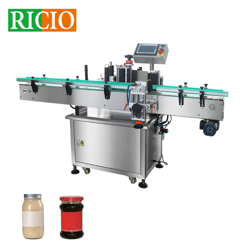 Máquina etiquetadora automática de posicionamiento de botellas redondas