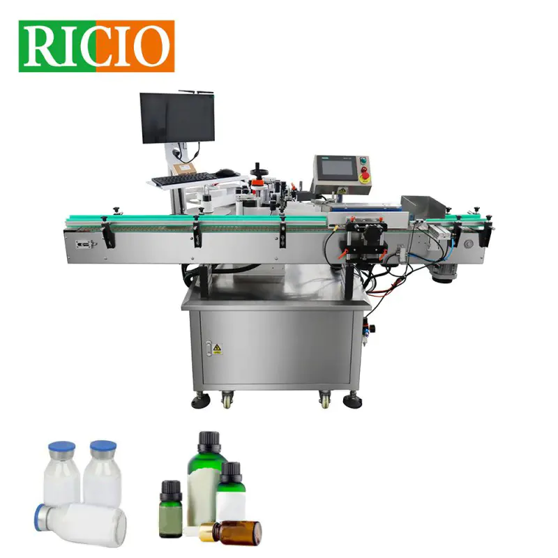 Máquina etiquetadora automática de botellas redondas verticales de alta velocidad